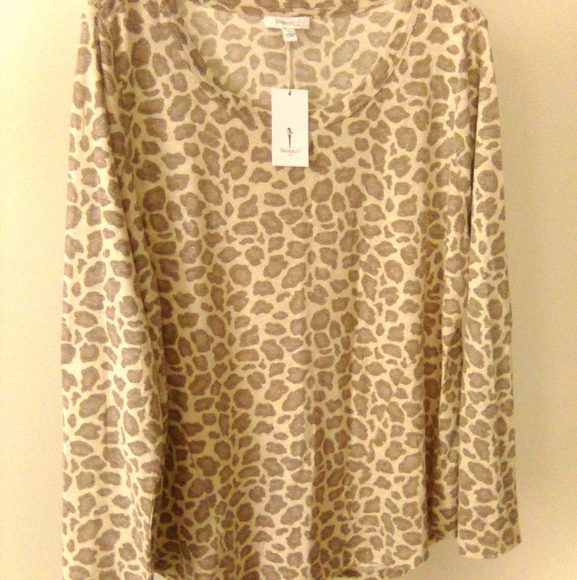 Skinnygirl Jeans Safari-Abstract Cheetah Fierce Brushed Marled Top Size 2X - Picture 11 of 11